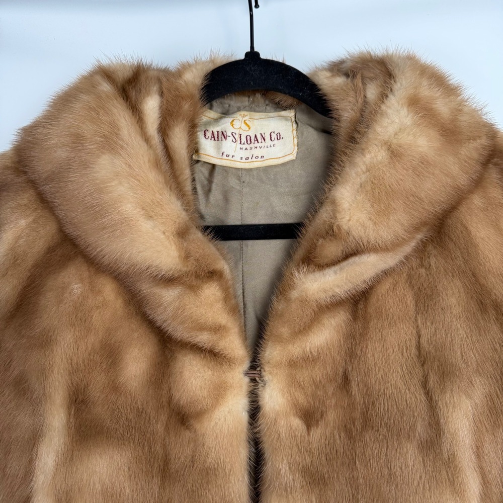 Vintage Cain Sloan Nashville Custom Mink Mobwife Old Hollywood Glamour Caplet - Picture 3 of 11